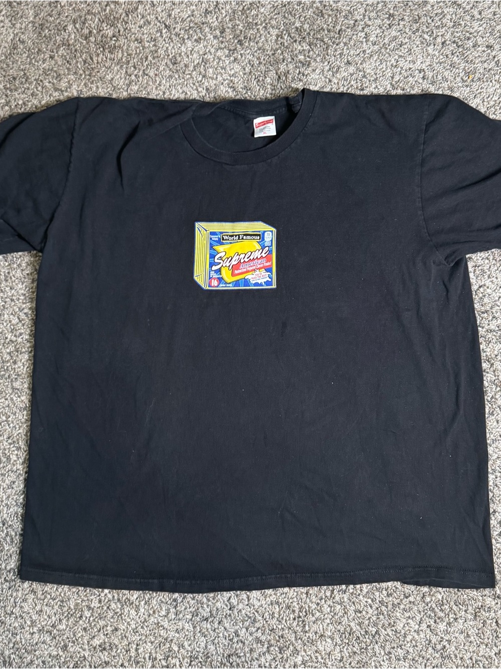 FW19 Supreme Cheese Tee Black XL World Famous